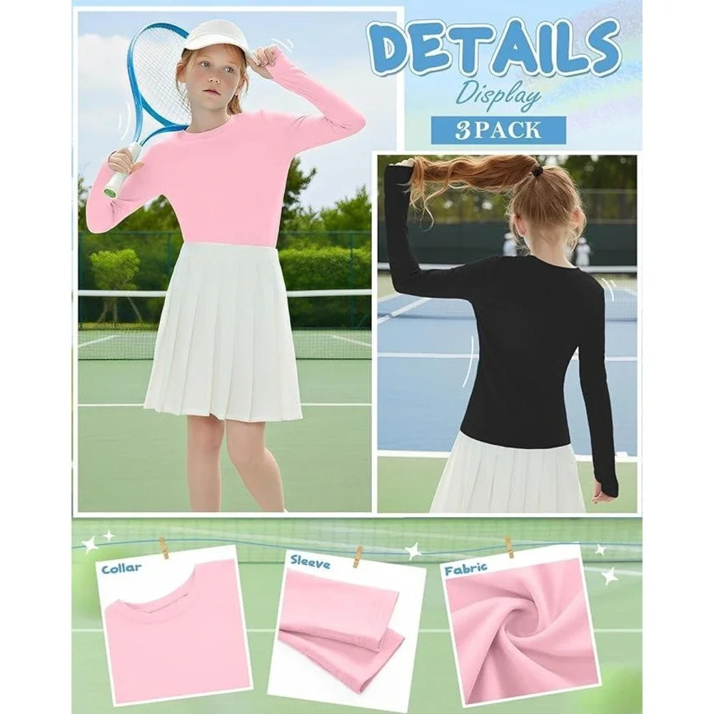 MSRP‎ $42 LessonZoo 3 Pack Girl's 11-12Y Long Sleeve Athletic Shirts with Thu